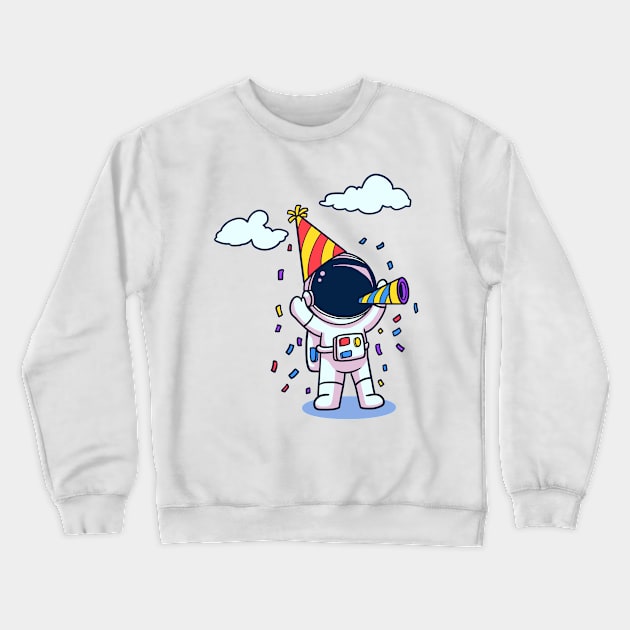 Cute Astronaut Celebrate Birthday Party Crewneck Sweatshirt by dailydadacomic